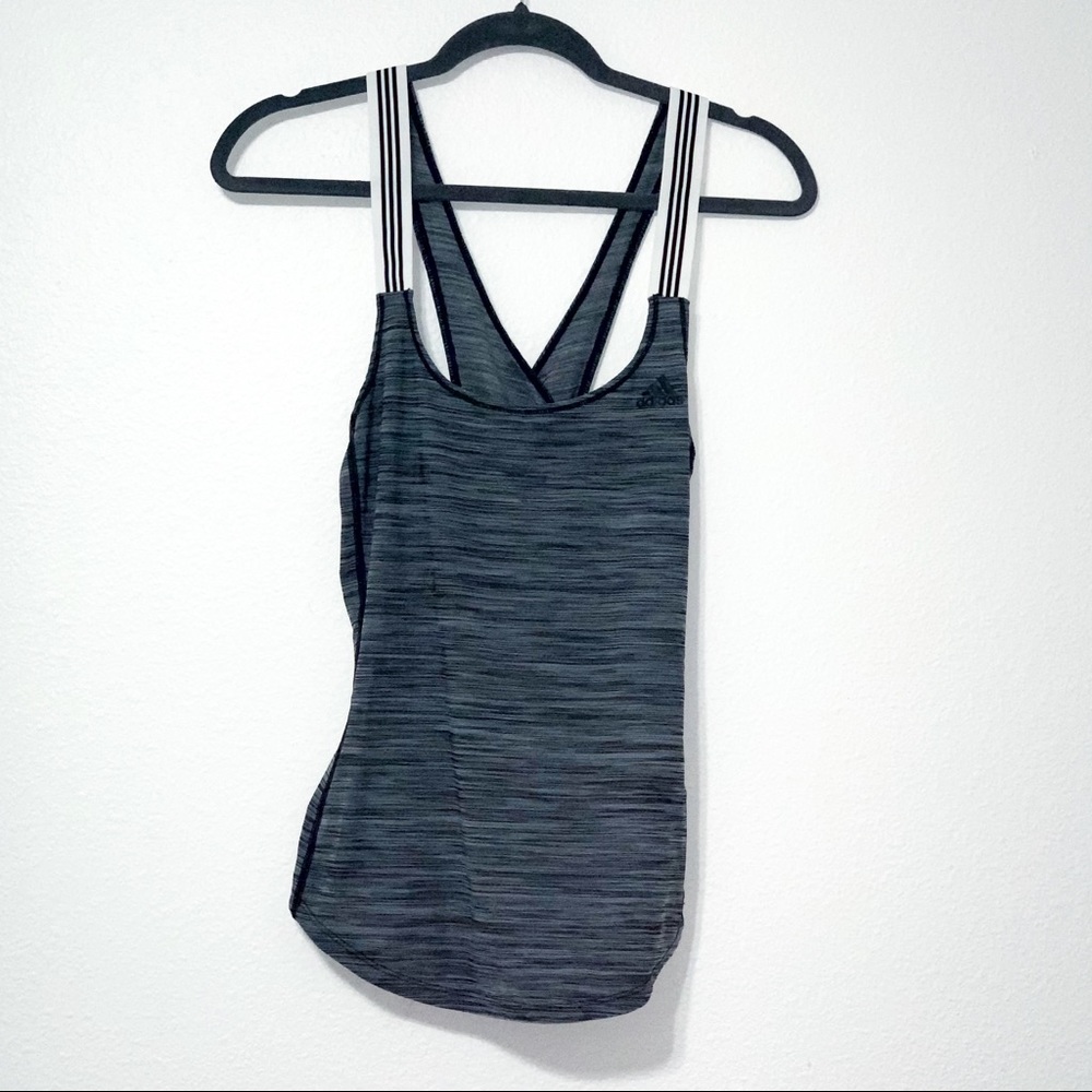 Adidas Heather gray stretchy athletic top S
